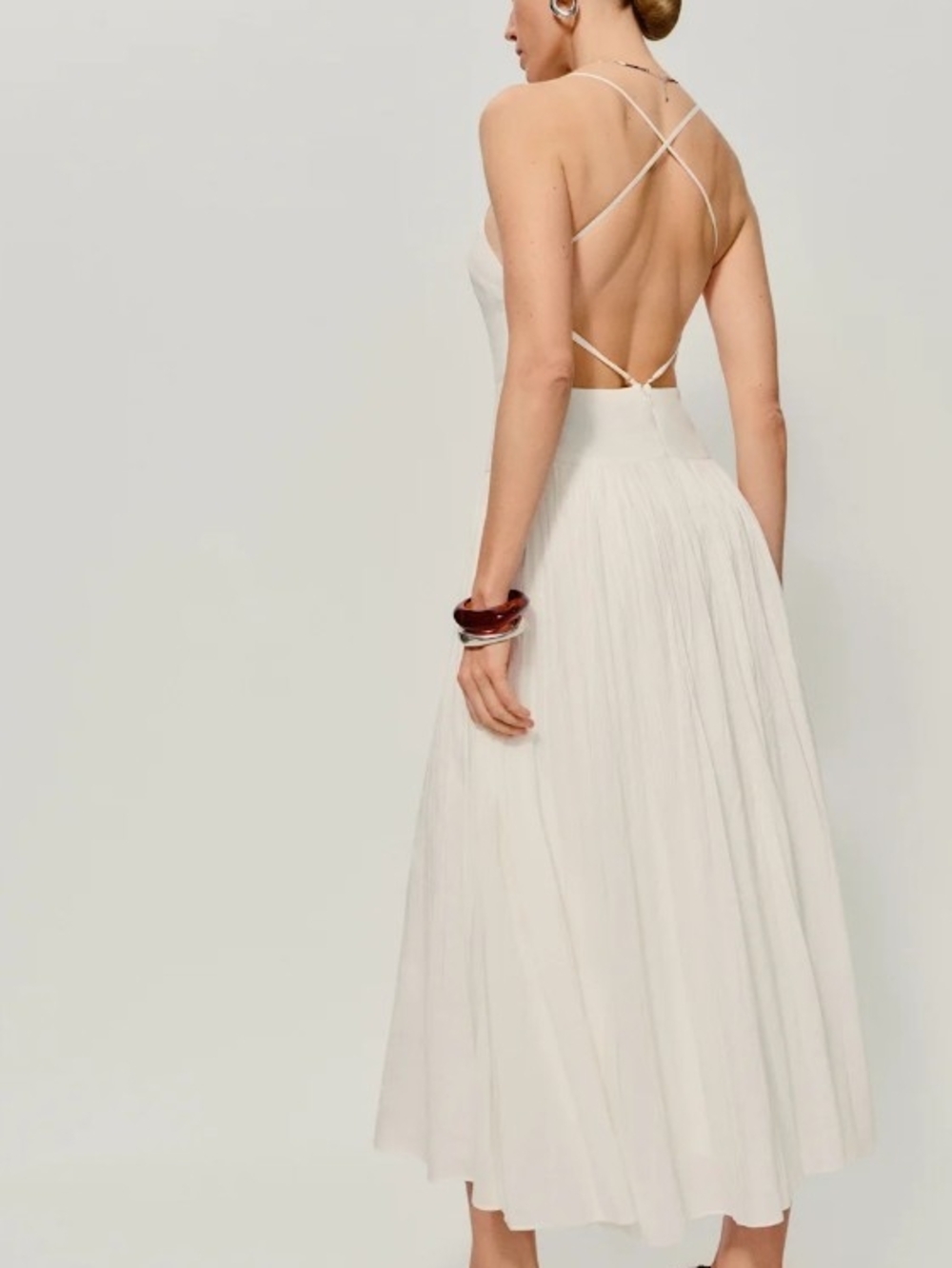 Reformation White Drop-Waist Midi Sundress - Crisscross Size 10